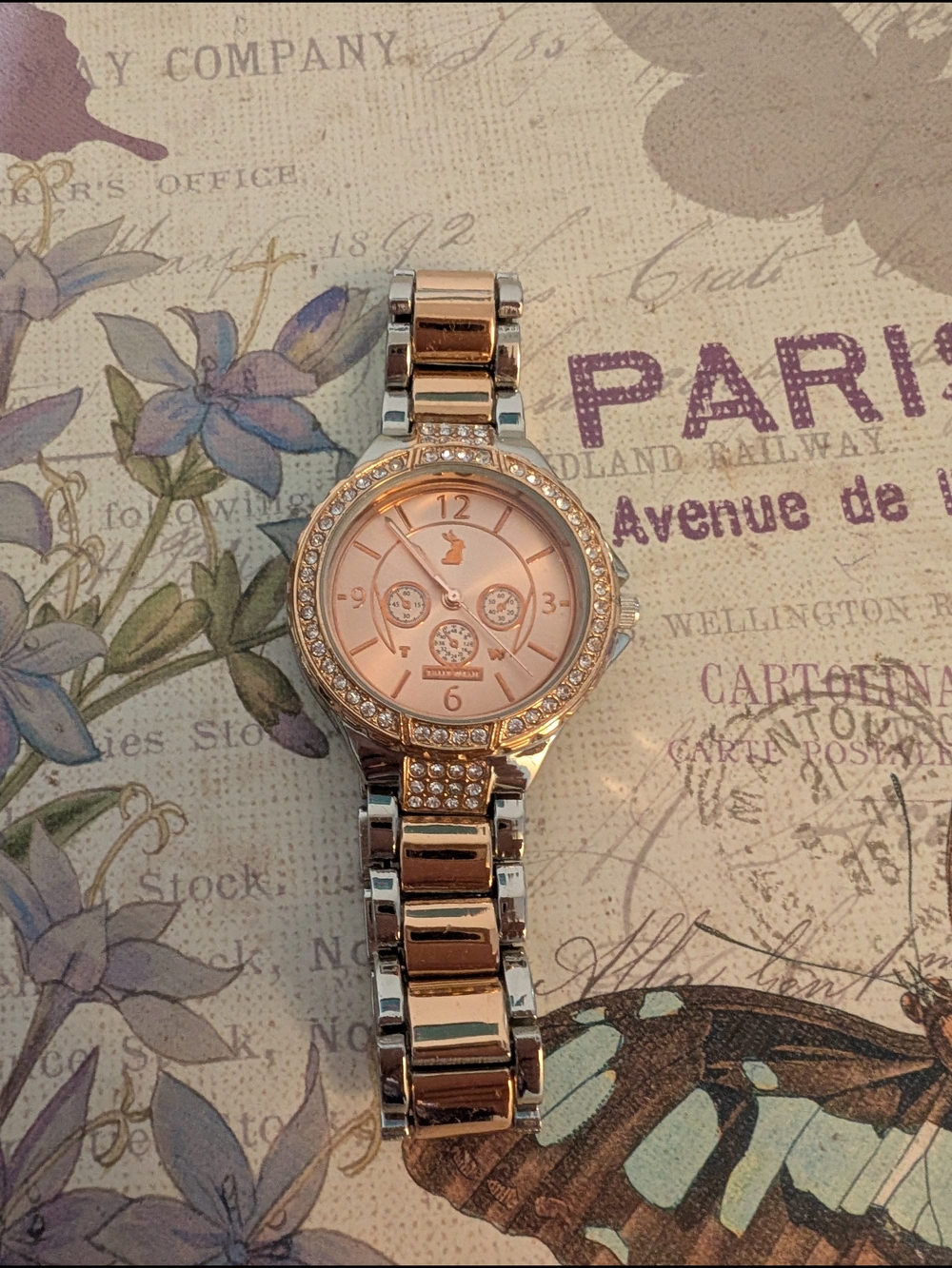 Women’s Two-Tone Rose Gold and Silver Crystal Accent Watch